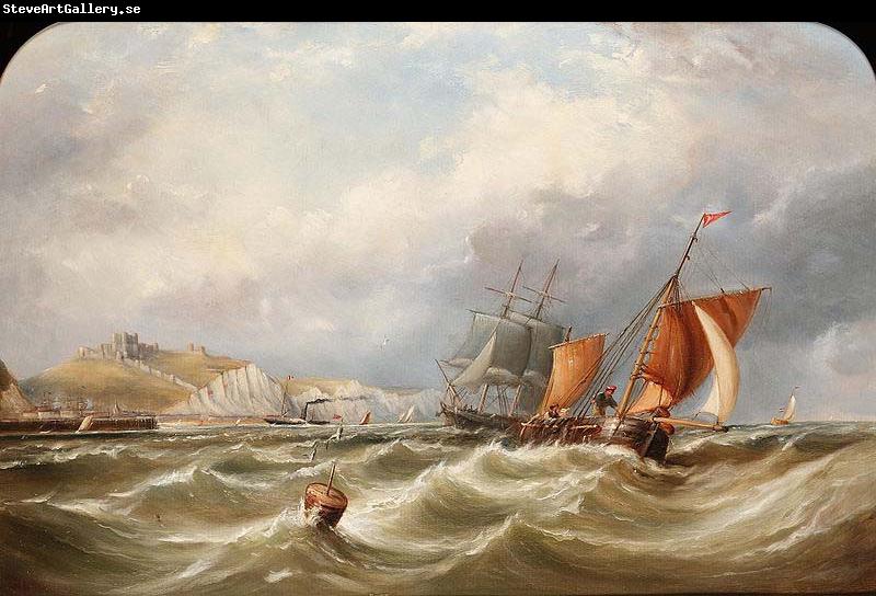 Ebenezer Colls A heavy swell off Dover Harbour, with a Channel packet coming in